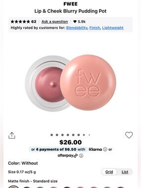 FWEE Lip & Cheek Blurry Pudding Pot — Rose Pink